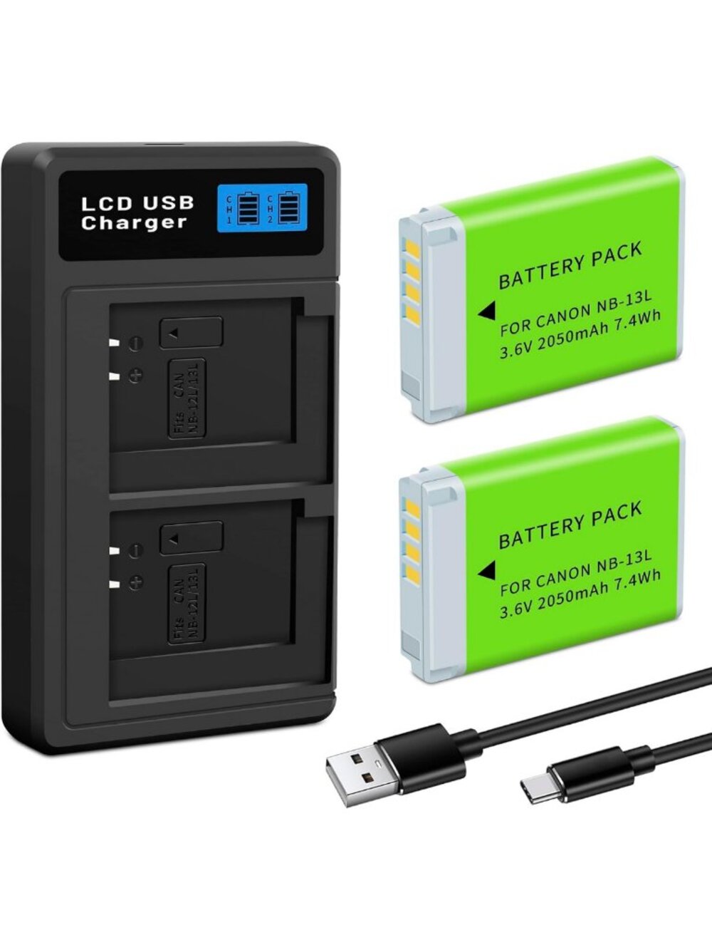 Dual Charger & NB-13L NB-15L Battery for Canon PowerShot G7 X Mark II Camera